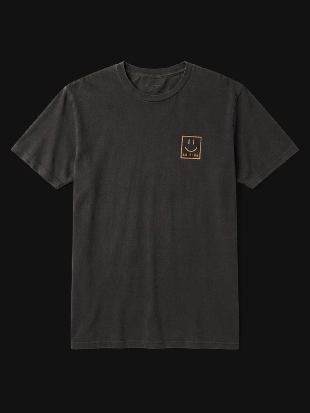 BRIXTON Brown Graphic T-Shirt Smiley Face Logo Size Medium